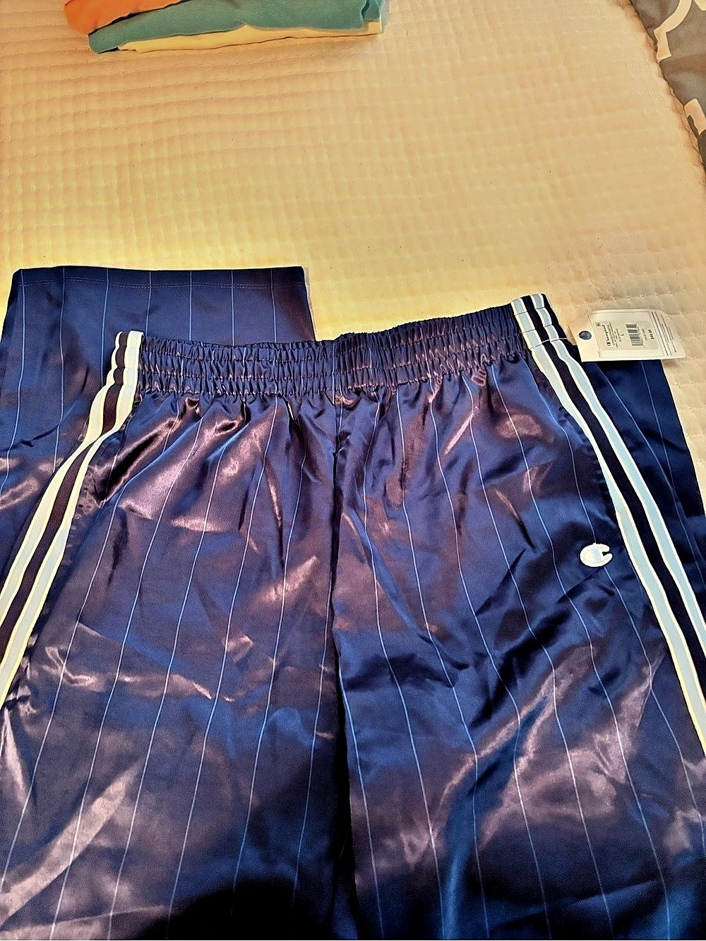 Champion Game Set Match Pinstriped Pants Blue Large